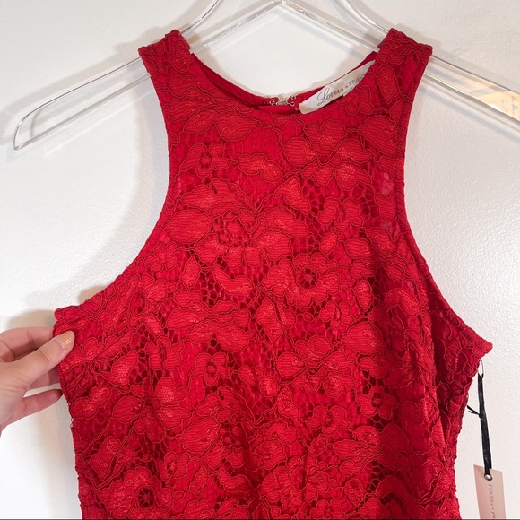NWT Lovers + Friends Red Merlot Caspian Shift Cocktail Dress Sleeveless Lace - Picture 4 of 11